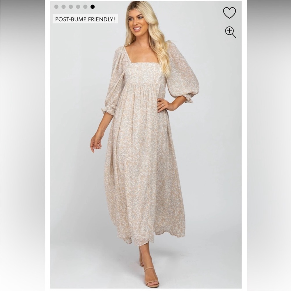 Love story maxi cream dress floral dress size m.